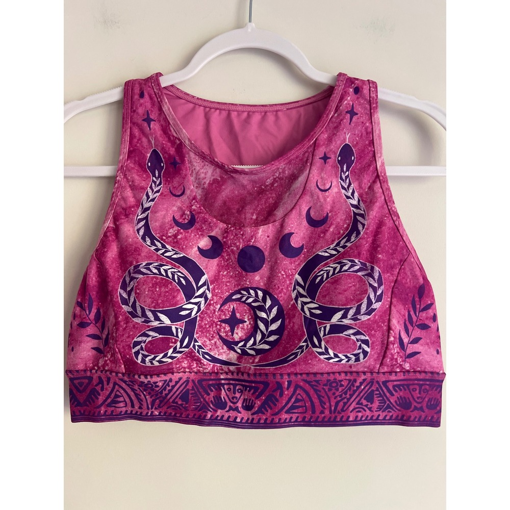 Silverwind Pink Purple Snake Moon Phase Celestial Sports Bra Crop Top XL Eco